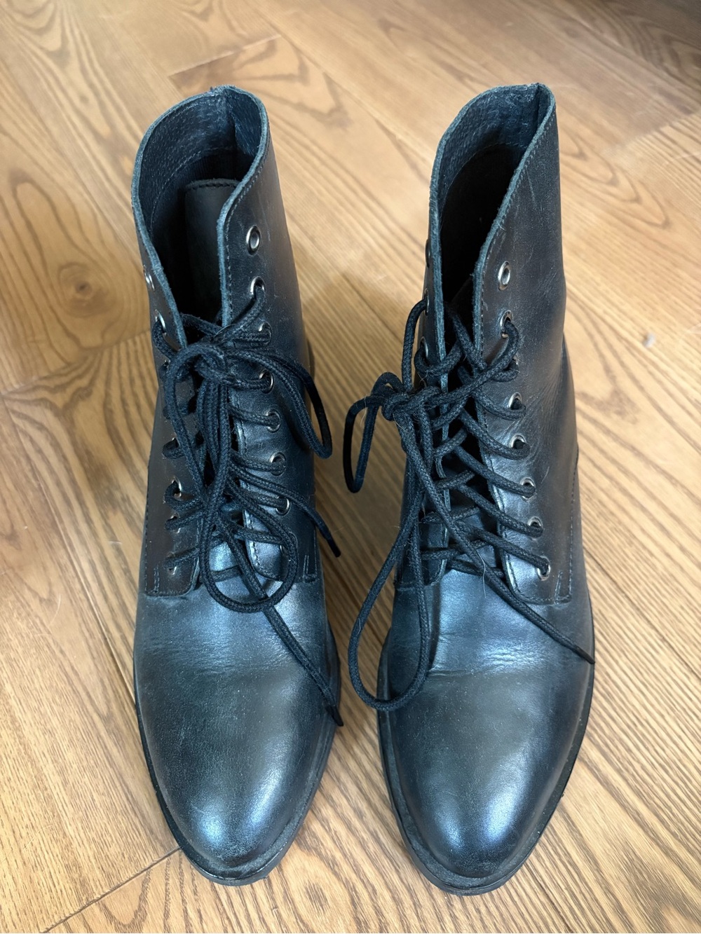 Jeffrey Campbell Black Lace-Up Leather Boots